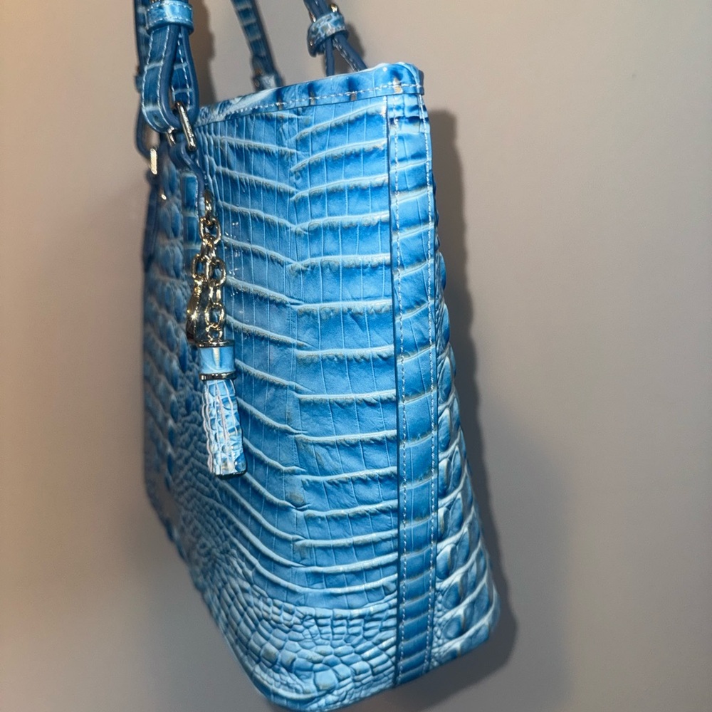 Brahmin Blue Croc-Embossed Leather Tote - Picture 5 of 11